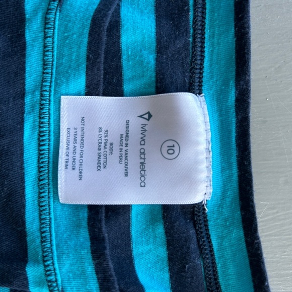 Teal striped Ivivva high-low tshirt, size 10 - Picture 2 of 2